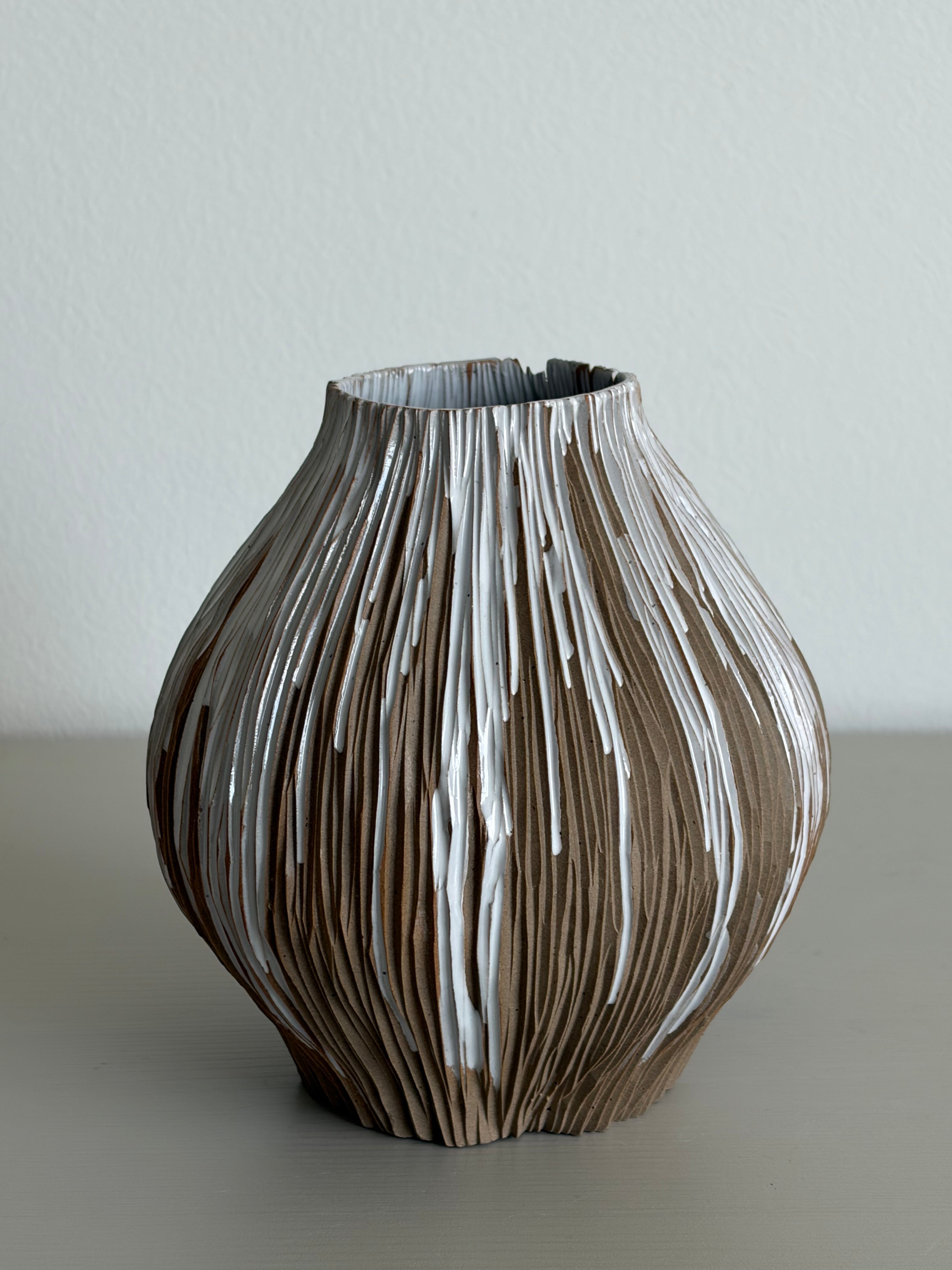 Glaze-drip seedpod vase