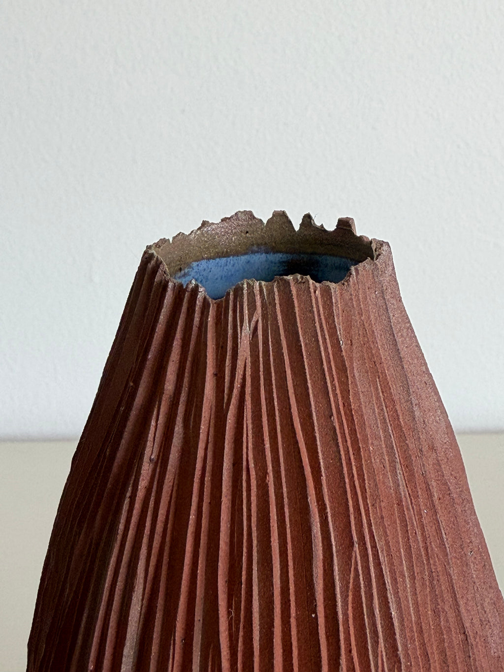 Red seedpod vase