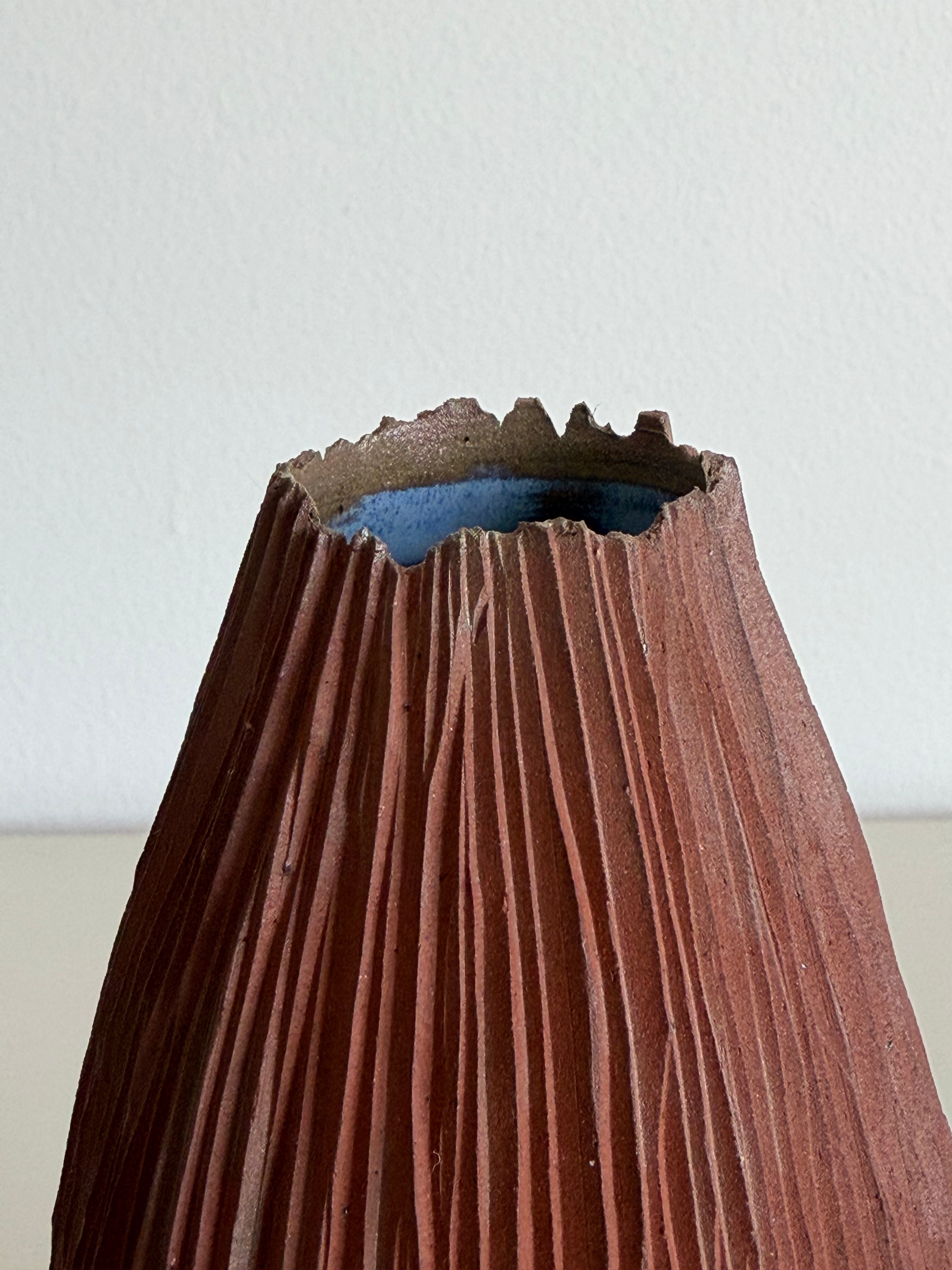 Red seedpod vase