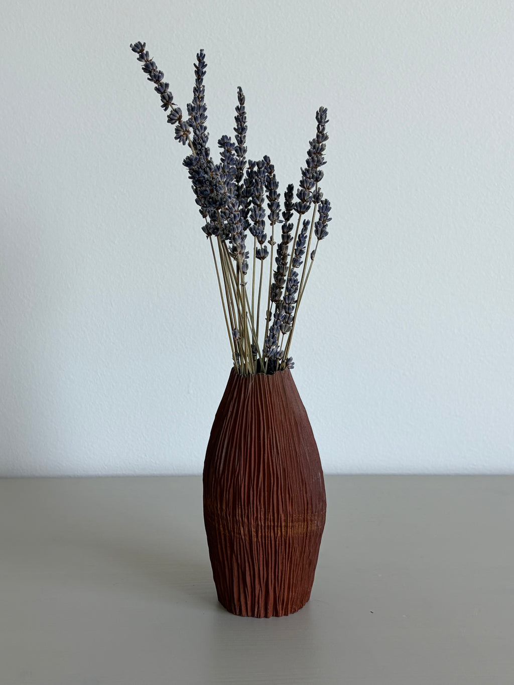 Red seedpod vase